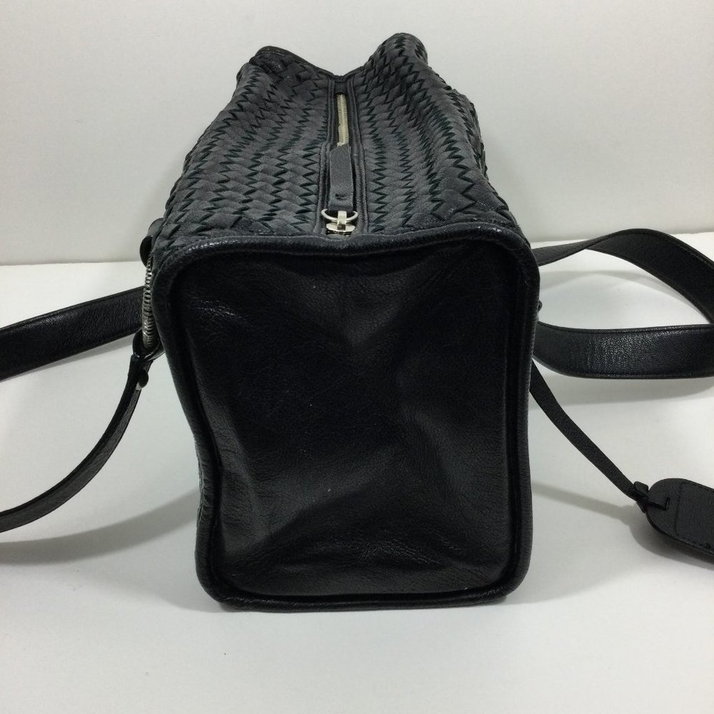 Rectangular Shoulder Bag Black Woven Leather - image 3